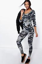 Boohoo Olivia Camo Jumpsuit