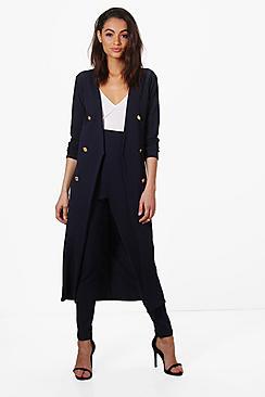 Boohoo Eva Button Front Longline Duster