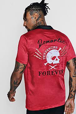 Boohoo Skull Embroidered Revere Shirt