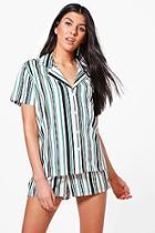 Boohoo Victoria Stripe Shirt + Short Pj Set