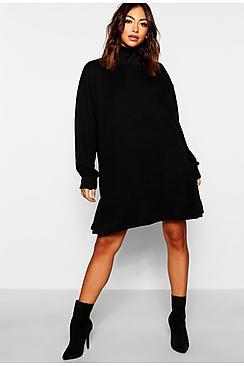 Boohoo Roll Neck Oversized Loop Back Sweat Dress