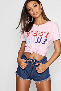 Boohoo Tall Esther C'est La Vie French Slogan Tee