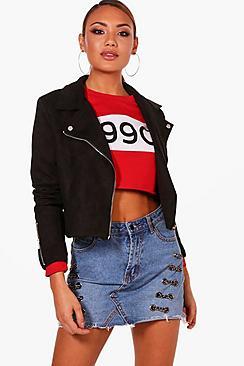Boohoo Premium Suede Biker Jacket
