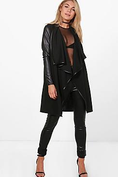 Boohoo Hannah Contrast Trim Waterfall Duster