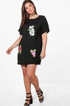 Boohoo Plus Macie Floral Embroidered Shift Dress