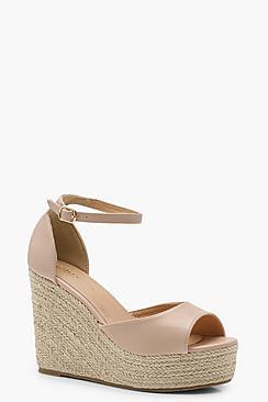 Boohoo Amber Peeptoe Espadrille Wedges
