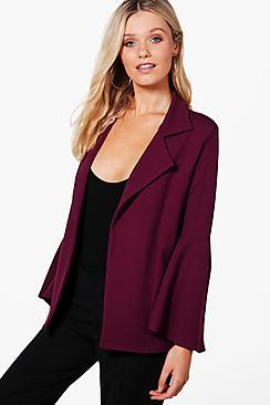 Boohoo Heather Oversized Flare Sleeve Blazer