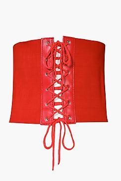 Boohoo Harriet Lace Up Stretch Corset Belt