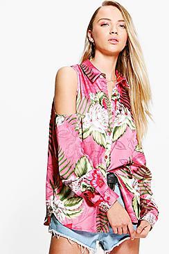 Boohoo Evette Extreme Cold Shoulder Shirt