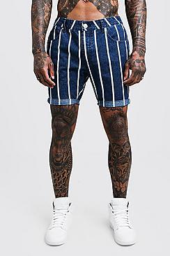 Boohoo Slim Fit Stripe Detail Denim Shorts