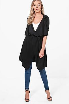 Boohoo Alex Button Detail Waterfall Duster Jacket