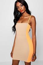 Boohoo Claire Neon Contrast Panelling Bodycon Dress