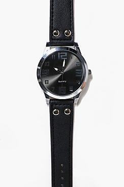 Boohoo Large Face Pu Strap Watch