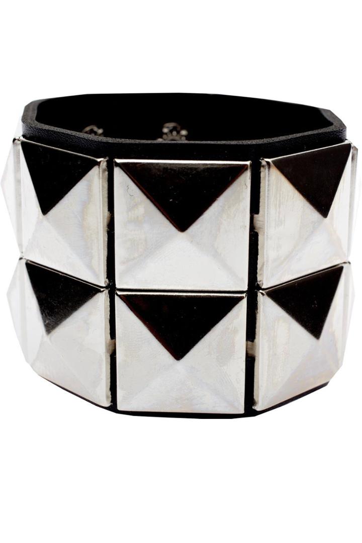Boohoo Beatrice Studded Button Cuff - Black