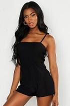 Boohoo Shirred Detail Tie Strap Playsuit
