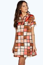 Boohoo Loulou Geo Short Sleeve Shirt Dress