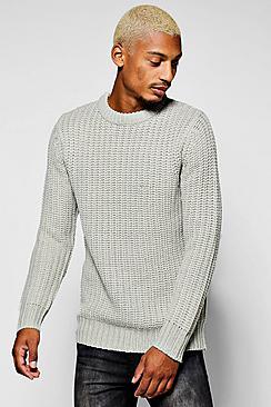 Boohoo Crew Neck Fisherman Knit Heavy Gauge Jumper