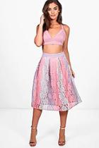 Boohoo Naomi Premium Contrast Lace Skater Skirt