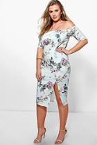 Boohoo Plus Alina Bardot Floral Midi Dress