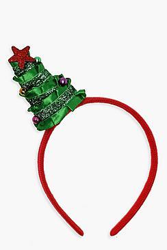 Boohoo Ribbon & Tinsel Christmas Tree Headband
