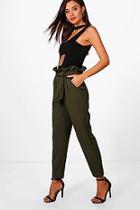 Boohoo Paperbag Waist Straight Leg Trousers