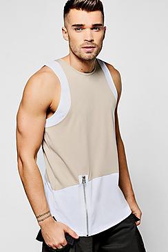 Boohoo Colour Block Vest With Zip Front