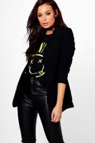 Boohoo Nancy Long Line Blazer Black