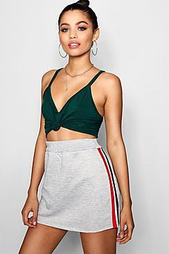 Boohoo Cece Sports Side Raw Hem Sweat Mini Skirt