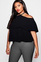 Boohoo Plus Anabelle Cold Shoulder Frill Layer Swing Top