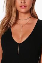 Boohoo Daisy Coin Choker And Gem Plunge Necklace Set