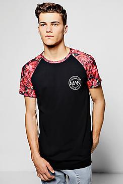 Boohoo Man Floral Raglan Sublimation T-shirt
