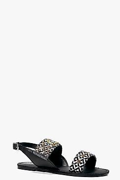 Boohoo Boutique Heidi 2 Part Embroidered Sandal