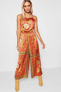 Boohoo Dana Chain Print Culotte Jumpsuit