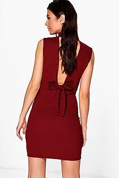 Boohoo Petite Jade Open Back Crepe Bodycon Dress