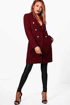 Boohoo Una Double Breasted Military Coat