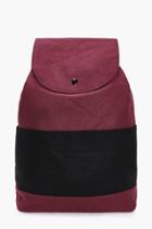 Boohoo Press Stud Rucksack In Canvas Wine