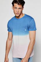 Boohoo Dip Dye Faded Ombre T-shirt Blue