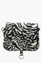 Boohoo Wave Flap Zebra Cross Body