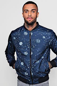 Boohoo Galaxy Print Bomber Jacket