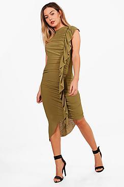 Boohoo Petite Kate Frill Side Bodycon Dress
