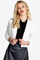 Boohoo Jenna Crop Collared Blazer Cream