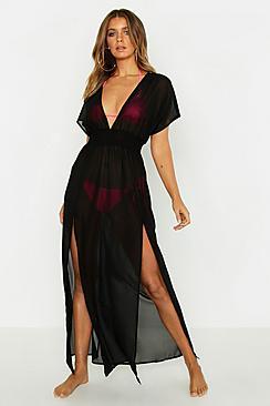 Boohoo Split Leg Chiffon Beach Maxi Dress