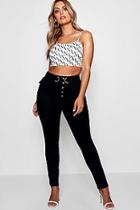 Boohoo Plus Lucy D-ring Belt Button Skinny Jeans