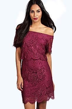 Boohoo Effy Eyelash Lace Layered Mini Dress