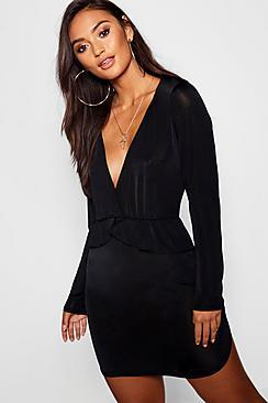 Boohoo Petite Twist Front Slinky Dress
