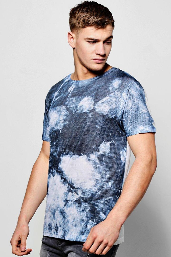 Boohoo Tie Dye Sublimation T Shirt Navy