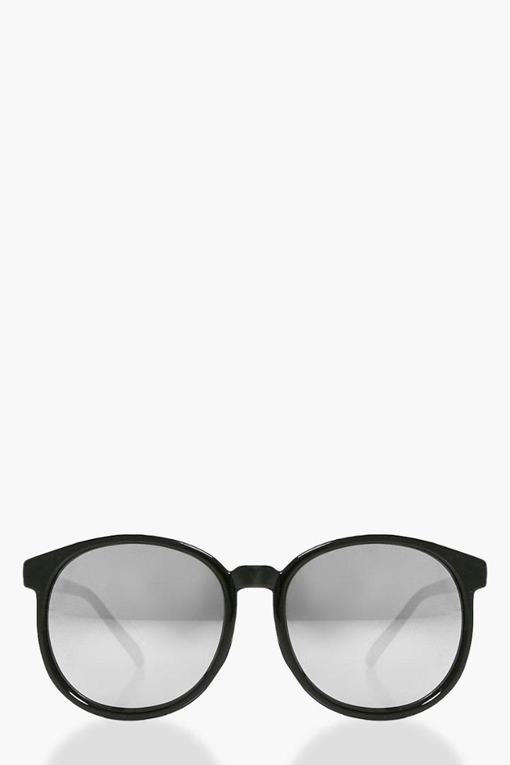 Boohoo Frankie Revo Lense Black Round Sunglasses Black