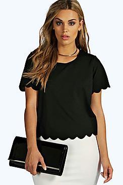 Boohoo Plus Christina Scallop Edge Tee