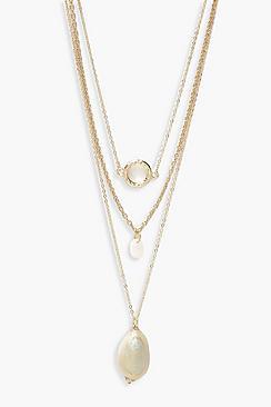 Boohoo Circle & Shell Layered Necklace