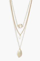 Boohoo Circle & Shell Layered Necklace